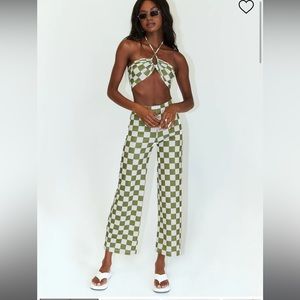 Princess Polly Green Checkered matching Set size 4!